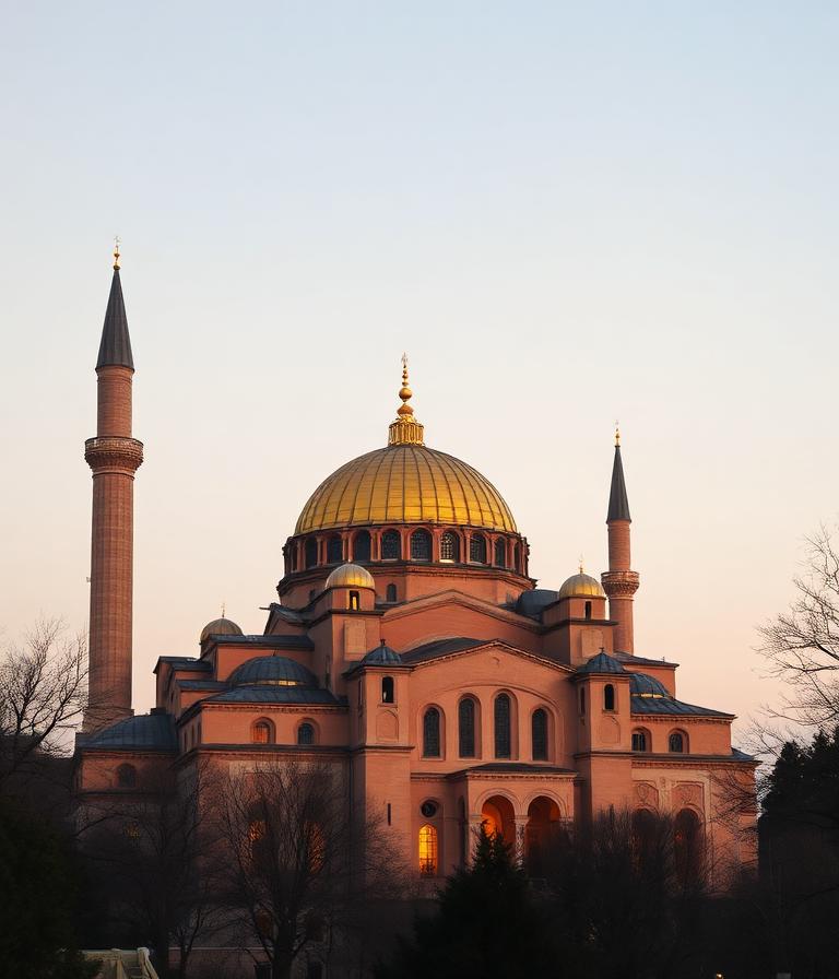 Gün batımında Ayasofya'nın kubbesi